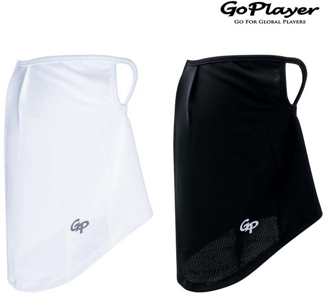 【GoPlayer】抗UV防曬面罩 (冰絲防曬涼感 透氣 耳掛式運動高爾夫面罩), 白, 1個