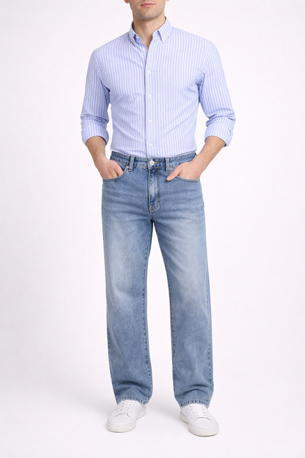 게스 남성 청바지 여름 스판 루즈 스트레이트 라이트블루