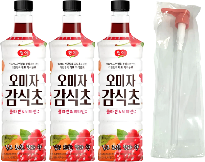 광야식품 오미자 감식초 + 펌프 1개 효진유통 세트, 970ml, 3개