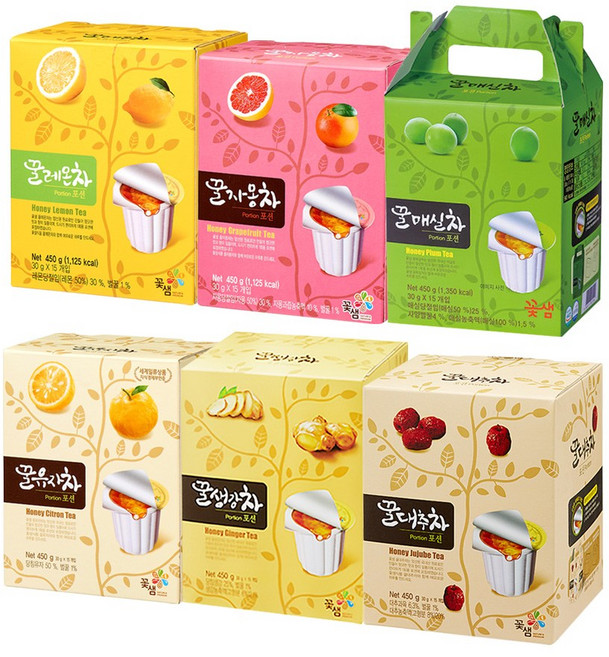 꽃샘 액상차 포션 6종세트 (유자+생강+대추+레몬+자몽+매실), 1개