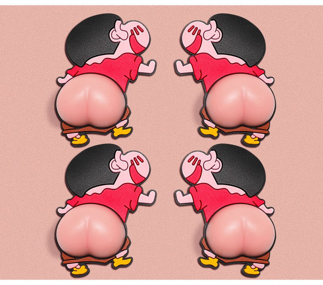 투하프 쫀득쫀득 엉뎅이 캐릭터 자동차 문콕방지 PVC 스티커 4P, 짱구, 4개