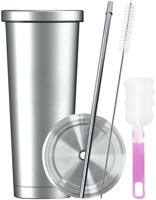 아르크 데브 텀블러 + 스테인리스빨대 + 세척솔 포함, 실버, 750ml, 1세트