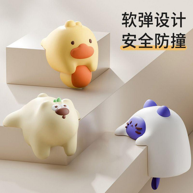 防撞護角桌角軟防撞貼 卡通貓貓造型, 1個, 防撞膠卡通 動物混髮,4個