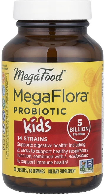 MegaFood 키즈 MegaFlora® 프로바이오틱 50억CFU 캡슐 60정, MegaFood키즈MegaFlora프로바이오틱50억CF, 1개 - 쿠팡