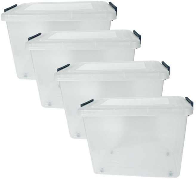 스페이스에디터 투명베이직 리빙박스 55L, 다크블루, 4개