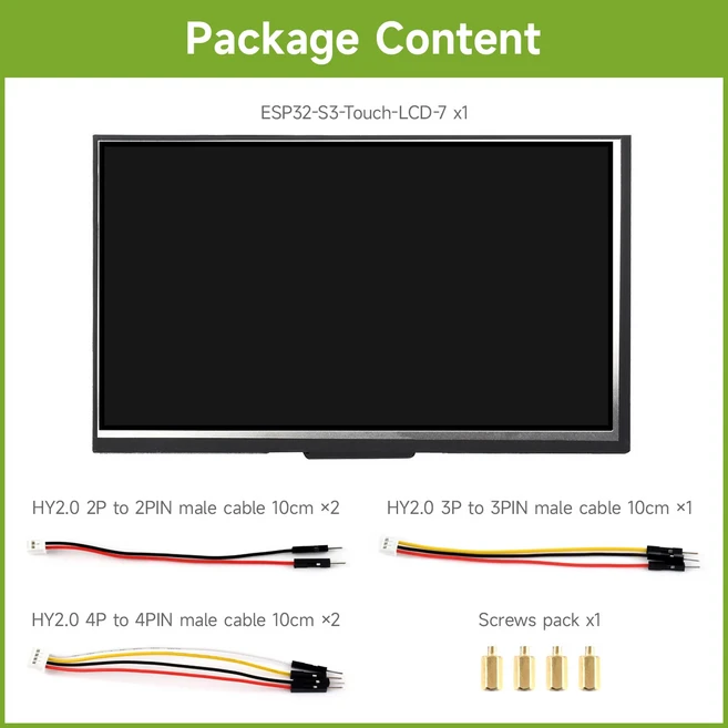 Waveshare ESP32S3 7인치 정전식 디스플레이 개발 보드 있는 터치 옵션. 32비트 LX7 듀얼 코어, 01 Without Touch