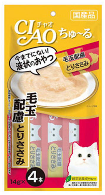 챠오츄르 고양이 짜먹는 간식, 헤어볼케어 닭가슴살, 14g, 4개