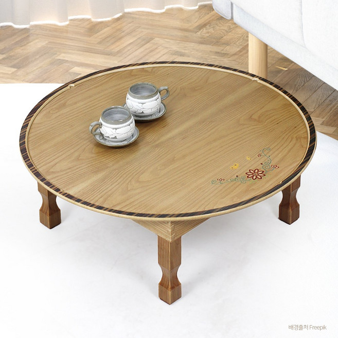 박씨상방 메이플 원형 접이식 밥상 교자상 소반 다과 손님