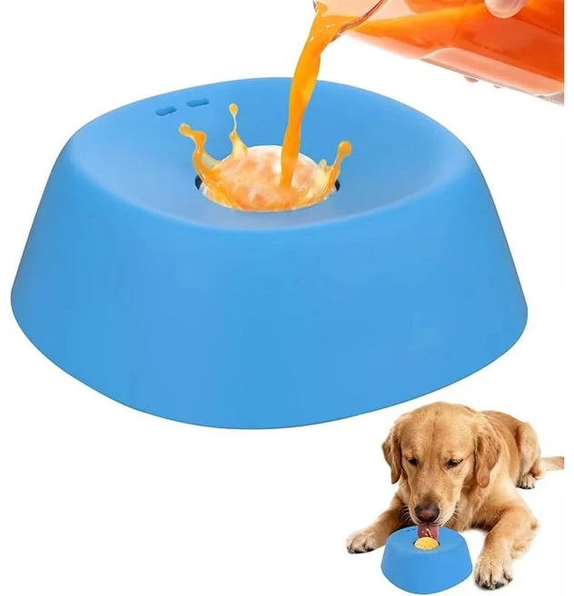 강아지 리키 매트 노스필 안티걸프 푸드실리콘 장난감 급식기 반려견 핥기 보울 수제간식 휴대용, 푸른, 1개 - 쿠팡