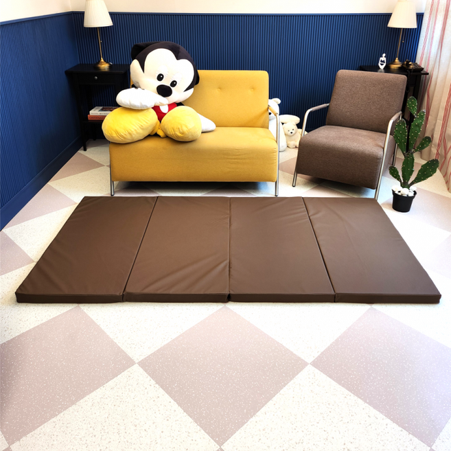 엔젤홈스 4단 레자가죽 접이식매트리스 바닥매트 숙박업소 차박매트 캠핑매트 토퍼매트 접이식침대, 레자블랙(소)+속커버장착