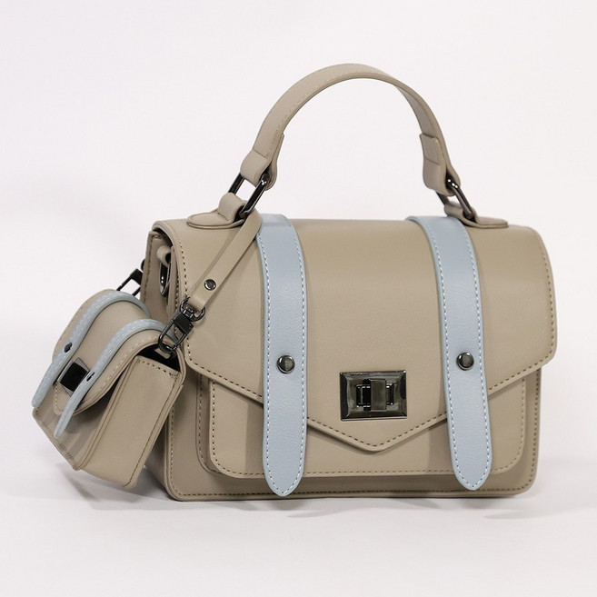 moz瑞典駝鹿 防潑水 翹課信封劍橋包 M (沙漠灰/燕麥灰) 子母包 附寬細背帶 英倫風 格紋, 沙漠灰, 1個