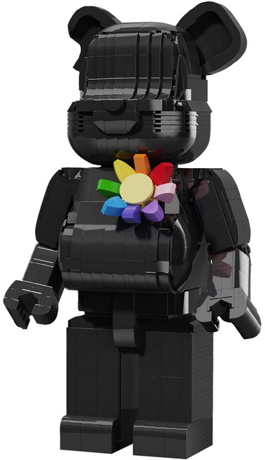 [알꿀밤-미들블럭-캐릭터] BA플라워 블랙 베어브릭, 1개