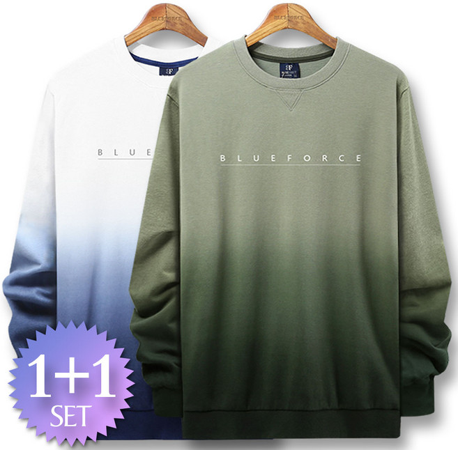 블루포스 헤튠 맨투맨 1+1세트 남자 긴팔 티셔츠 남성 빅사이즈 운동복 가을 단체티 커플티 츄리닝