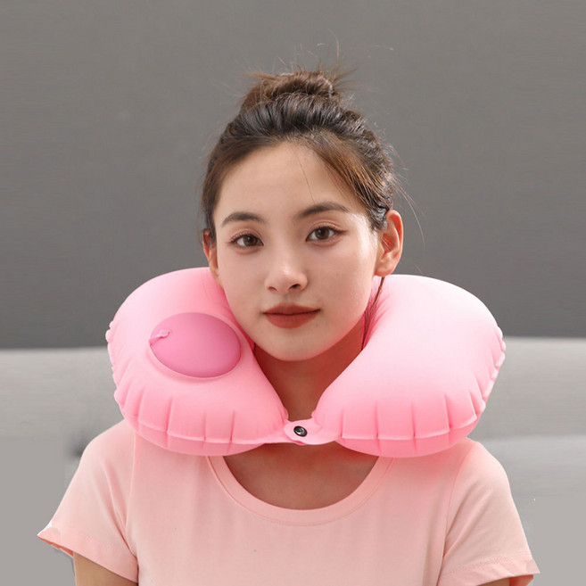 키친9단 자충전 에어펌핑 공기주입 비행기 자동차 장거리 여행용 목베개 (고급형)