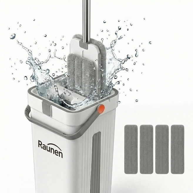 라우넨 노터치 올인원 극세사 길이조절 밀대걸레, 1세트