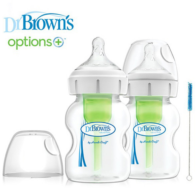 닥터브라운 옵션스플러스 와이드넥 150ml PP젖병(2P) 트윈팩, 1세트, 화이트