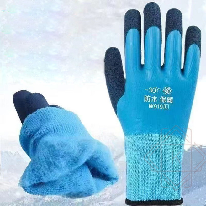 (6켤레) 겨울용 기모 작업용 장갑 방한 혹한기용 미끄럼방지 2중 코팅 방수 장갑 KP컴퍼니, 6개, 남성용