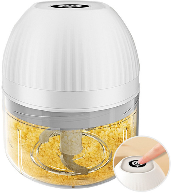 무선 충전식 전동 마늘 다지기 고기 분쇄기 만능 다용도 블렌더, 흰색, 1개