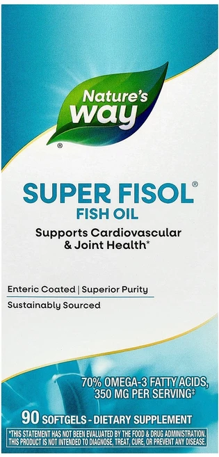 Nature's Way Super Fisol® 피쉬 오일 소프트젤 90정(소프트젤 1정당 500mg) Way (네이처스 웨이), 90정, 1개 - 쿠팡