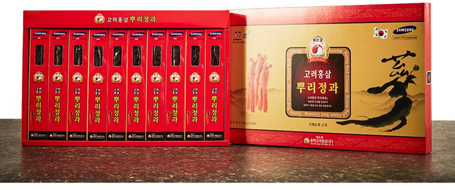 [명인정] 고려홍삼 뿌리 정과 선물세트 10P(220g)/쇼핑백포함, 1개, 220g