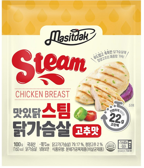 [랭킹닭컴] 맛있닭 스팀 닭가슴살 고추맛, 100g, 30개
