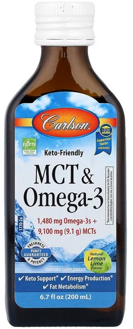 Carlson MCT & Omega-3 Natural Lemon Lime 6.7 fl oz 200 ml, 198.142 ml, 200ml - 쿠팡