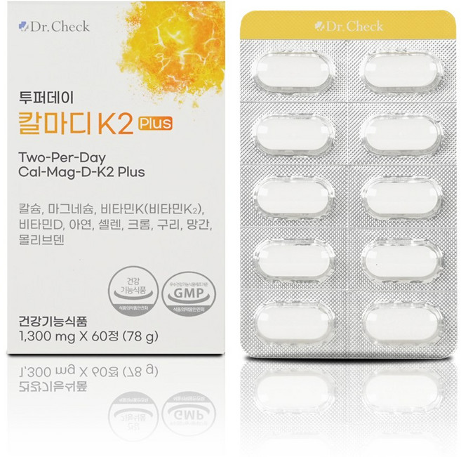 닥터체크 투퍼데이 칼마디 K2 Plus 60정 1개 아연 셀렌 크롬 구리 망간 건강기능식품