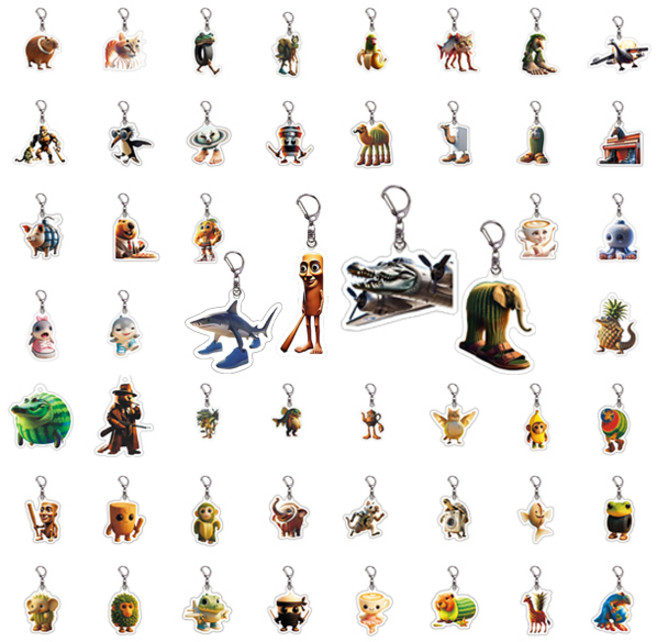 이탈리안 브레인롯 아크릴 키링 52종, 1세트, 혼합