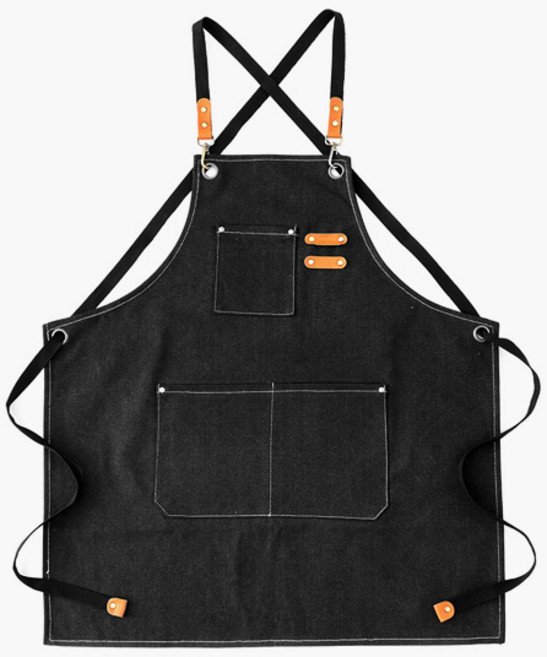 에쉬울프 빅사이즈 방수 데님 캔버스 앞치마, 블랙, 2개
