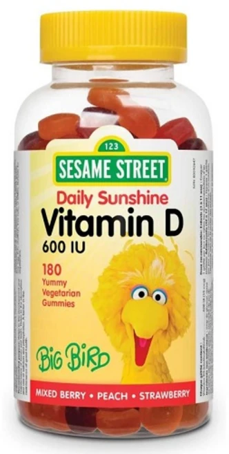 Webber Naturals 어린이 비타민 D3 구미 영양제 Sesame Street Daily Sunshine Vitamin D3 180정, 1개 - 쿠팡