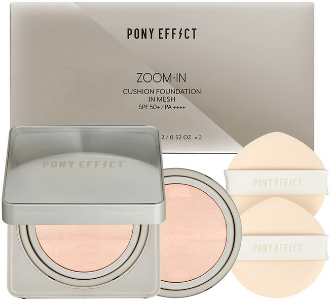 포니이펙트 줌인 쿠션 파운데이션 인 메쉬 본품 15g + 리필 15g 세트, 002 내추럴 아이보리  21호, 1세트
