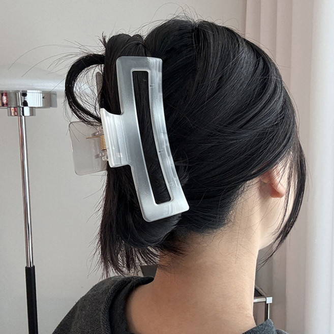 마블 아이보리 15cm 대왕 유광 올림머리 반묶음 왕 헤어 집게핀