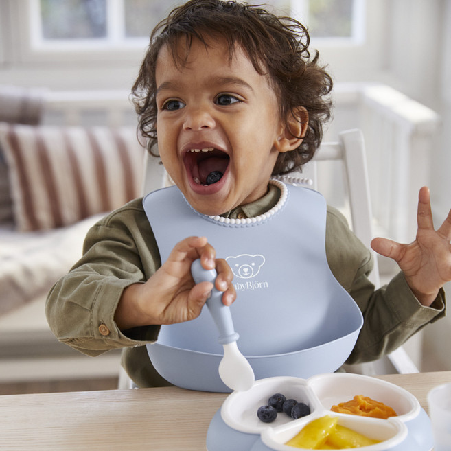 [공식] 베이비뵨 베이비 빕 이유식 턱받이 1개입, 파우더블루, 1개