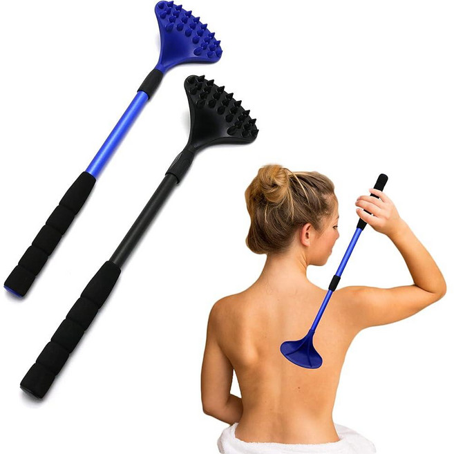 EASACE 강력한 ABS 마사지 헤드로 확장 가능 여성용 남성용 등 스크래처 53.3cm(21인치) 성인용 바디 스크래처 - 반려동물 컴팩트 접이식 (블루) 317746, Blue&black, 블루&블랙