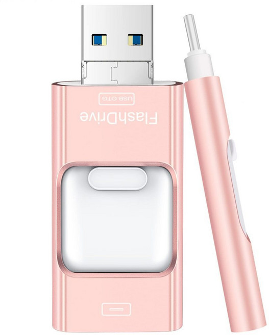 四合一高速USB 3.0金屬隨身碟 手機擴容 蘋果/安卓/電腦隨身, 1個, 四合一少女粉【旗艦店大容量】-2TB, 四合一少女粉【旗艦店大容量】-2TB