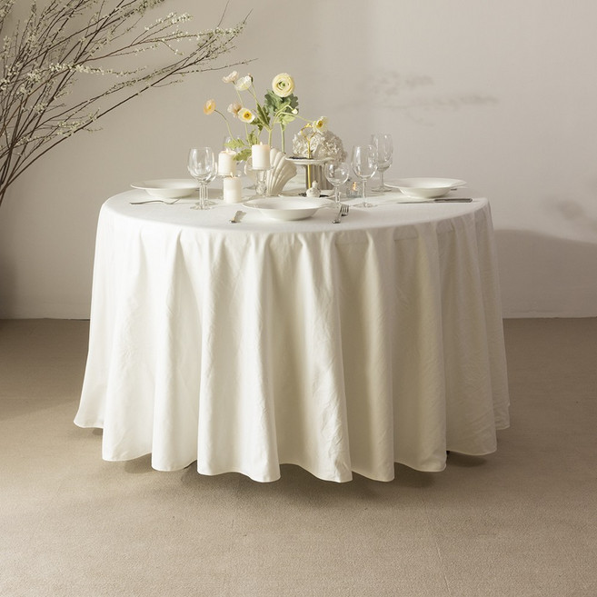 대성섬유 대폭 이음선없는 고급융단 호텔 예식장 대형 원형식탁보, 화이트, 테이블보지름180cm, 1개