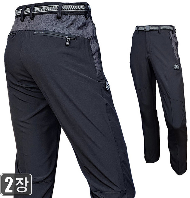 1+1 야인시대 여름 쿨링 경량스판 남성팬츠 31s 밴딩 포켓 등산 일상복