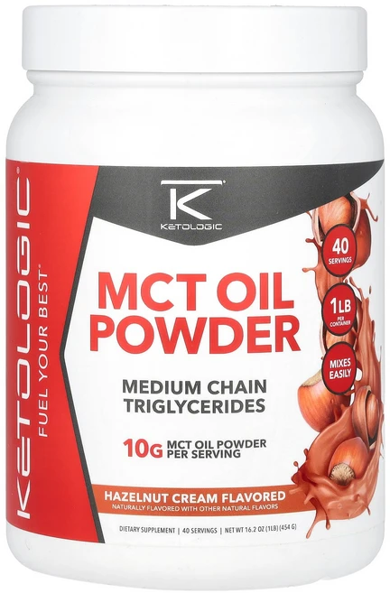 KetoLogic MCT Oil Powder Hazelnut Cream 16.2 oz 454 g, KetoLogic, MCT Oil Powder, Haz, 454g, 1개 - 쿠팡