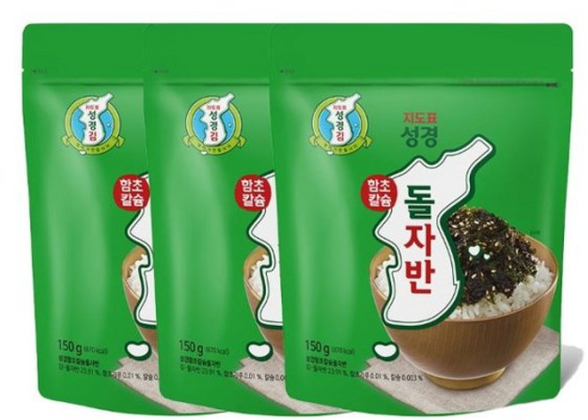 지도표성경 지도표 성경김 함초칼슘 돌자반 150g 3봉, 없음