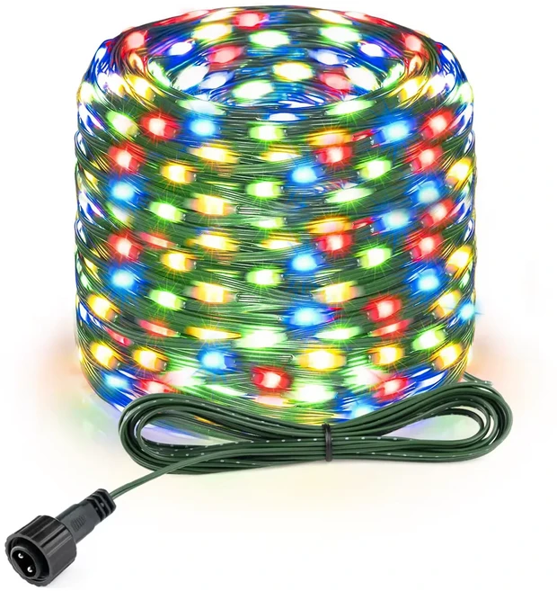 50M 24V LED 크리스마스 조명 녹색 와이어 가죽 요정 문자열 방수 야외 파티 웨딩 갈 랜드 장식, 01 Multicolor, 03 10M 100LEDs, 01 US Power Plug