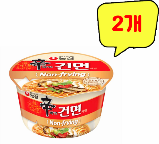 농심 신라면 건면 사발 77g, 2개