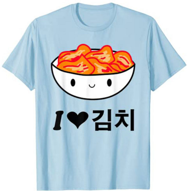 Cute I Love Kimchi 한국 의류 선물 아이디어 케이팝 티셔츠 푸드 프린트 케이팝 티셔츠