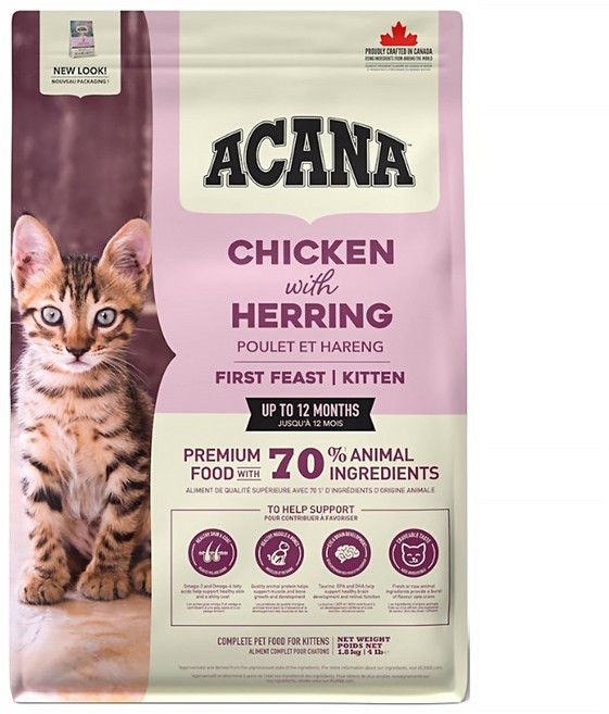 ACANA 愛肯拿 幼貓 第一盛宴 乾飼料, 放養雞肉 + 鯡魚 + 巢蛋, 1.8kg, 1袋