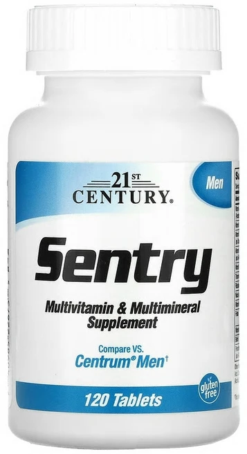 21st Century (21세기 센트리) Sentry Men 종합비타민 및 종합 미네랄 보충제 120정, 1개 - 쿠팡