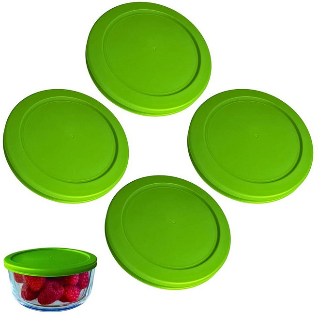 Pyrex 7201-PC용 4컵/950mL 청록색 교체 뚜껑/커버 4컵/946.4ml(32온스) 앵커 호킹 및 Klare Ware 보관 그릇 *뚜껑만* - *유리 용기 미포함, 4 Pack_Spring Green