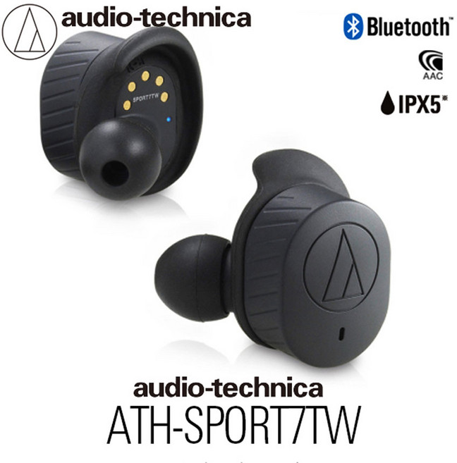 오디오테크니카 무선 블루투스 이어폰, ATH-SPORT7TW, 블랙