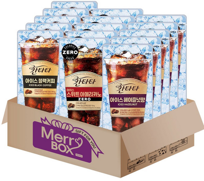 메리박스 칸타타 아이스 커피 파우치 03호(헤이즐넛+제로 스위트아메리카노+블랙), 1박스, 230ml