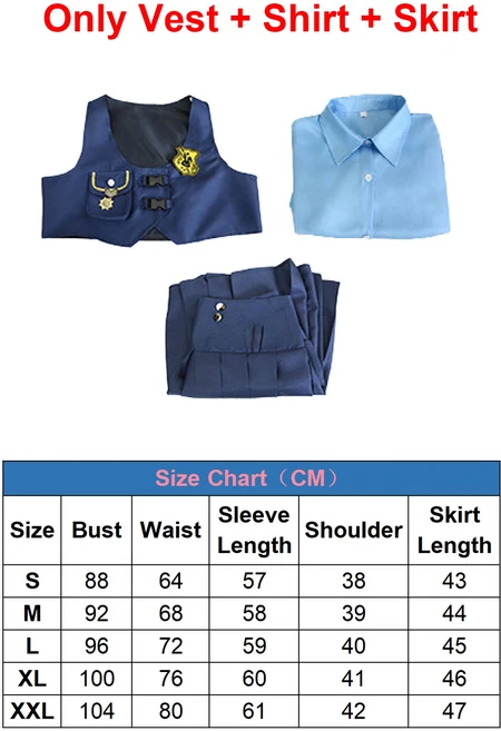 올스토어 토끼 주디 홉스 코스프레 판타지 경찰 유니폼 만화 동물원 의상 변장 할로윈 성인 롤플레잉 파티, 01 엘, 05 Only Clothes A