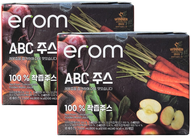 코스트코 이롬ABC착즙쥬스100ml X 20입 X 2박스 총40개입, 2L, 2개