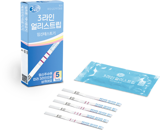 에이디텍 신개념 쓰리라인 임테기 (3라인) 얼리 임신테스트기 (10mIU/mL) 스트립 기록용, 1개, 5개입